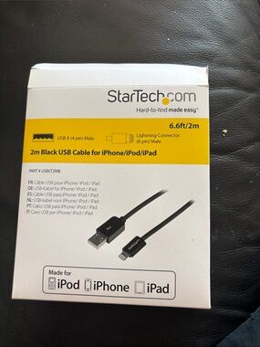2m Black USB to Lightning Cable for iPhone/iPad/iPod
